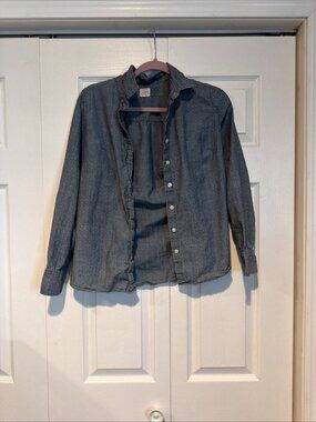 J. Crew Chambray Button Down Shirt Long Sleeve Polka Dot Cotton Women's Size S